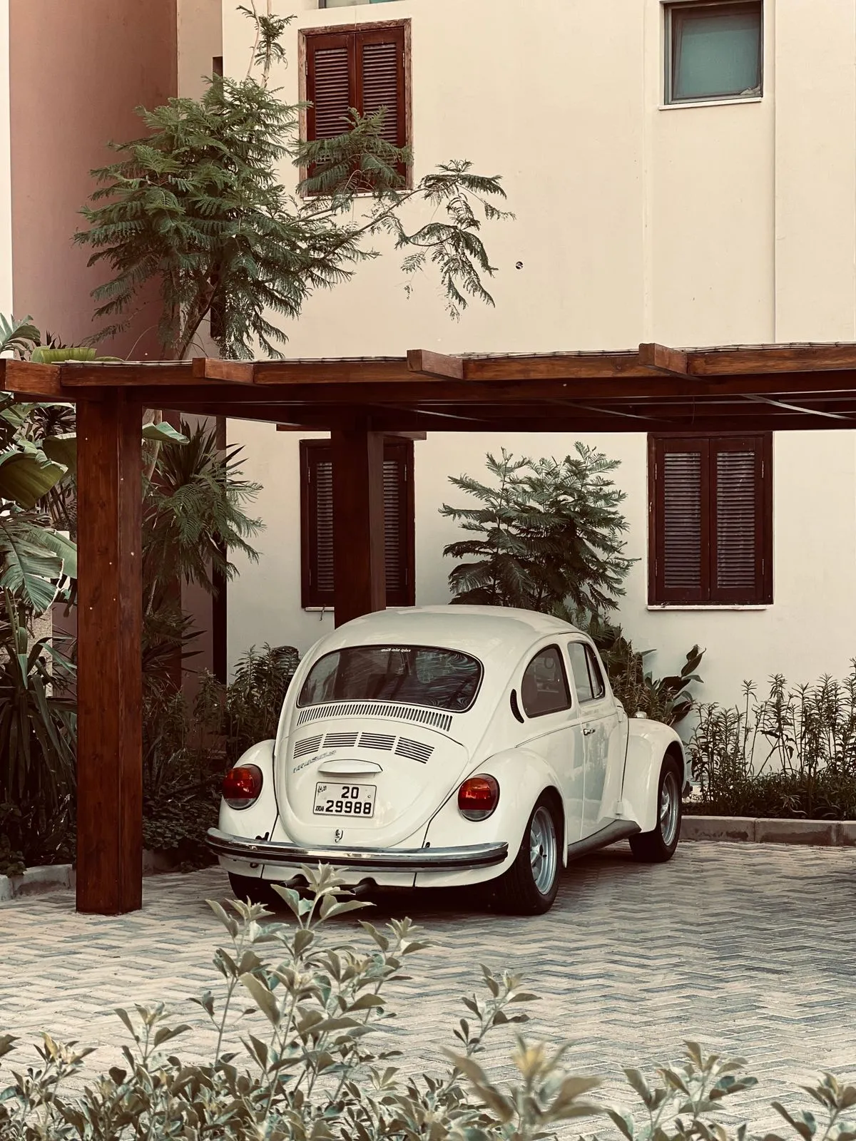 Fahrzeug unter neuem Holz-Carport