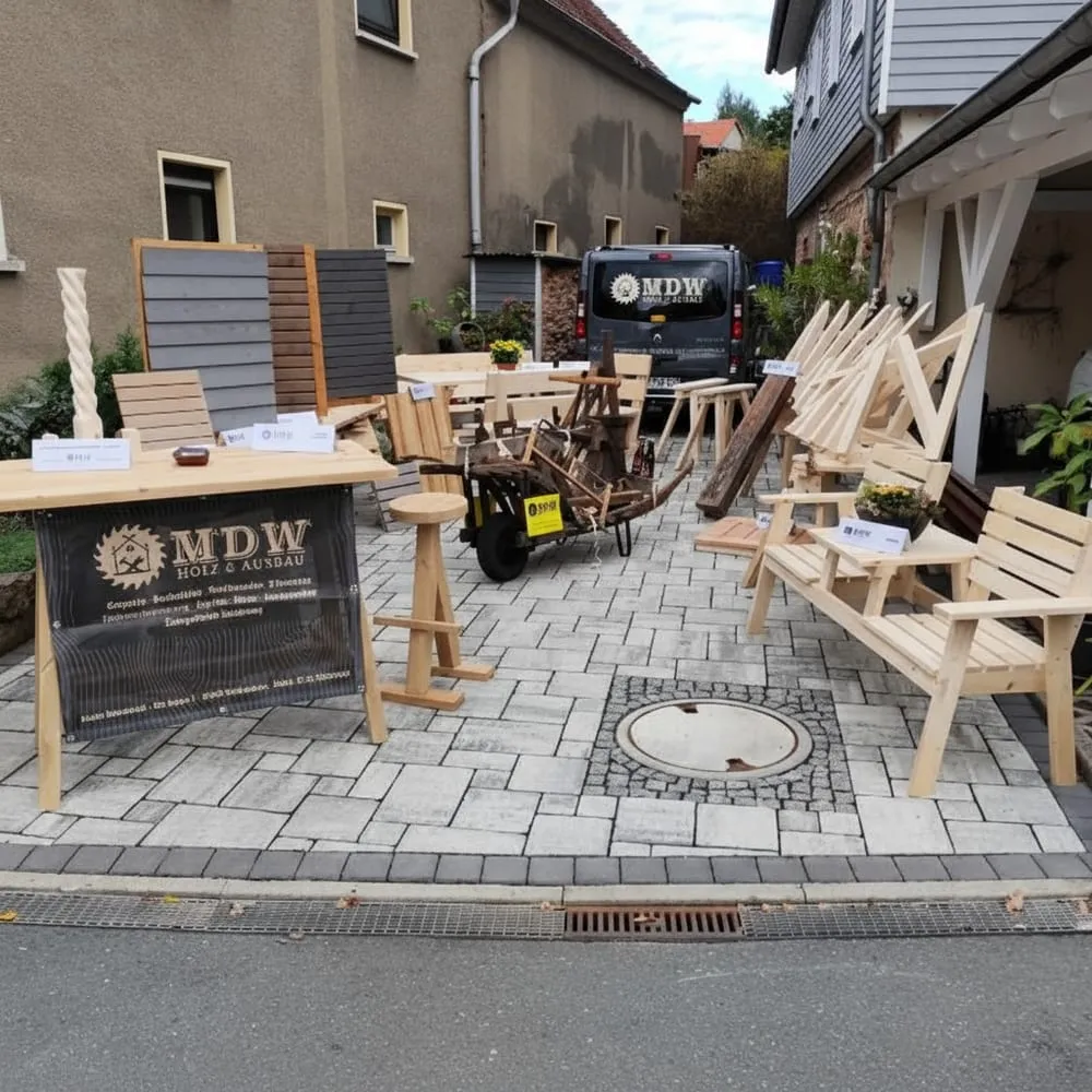 MDW Holz & Ausbau – Stand mit Möbeln und Bauteilen aus eigener Werkstatt